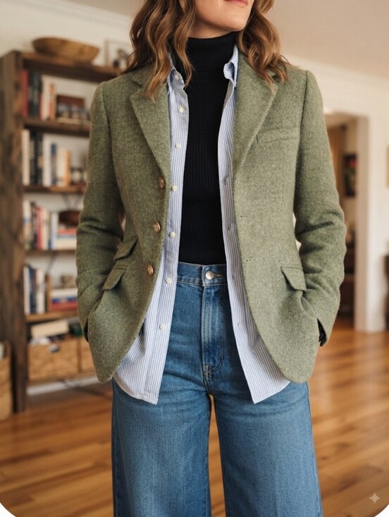 Ralph Lauren Jackets & Blazers - Ralph Lauren Classic Tweed Blazer With Suede Elbow Patches, Sz 6